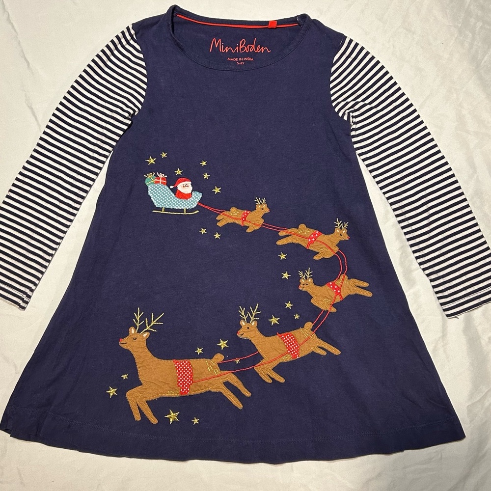 Mini Boden Santa Dress 5/6